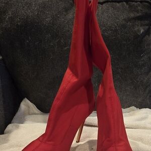 Liliana Vibrant Red Heeled Boots